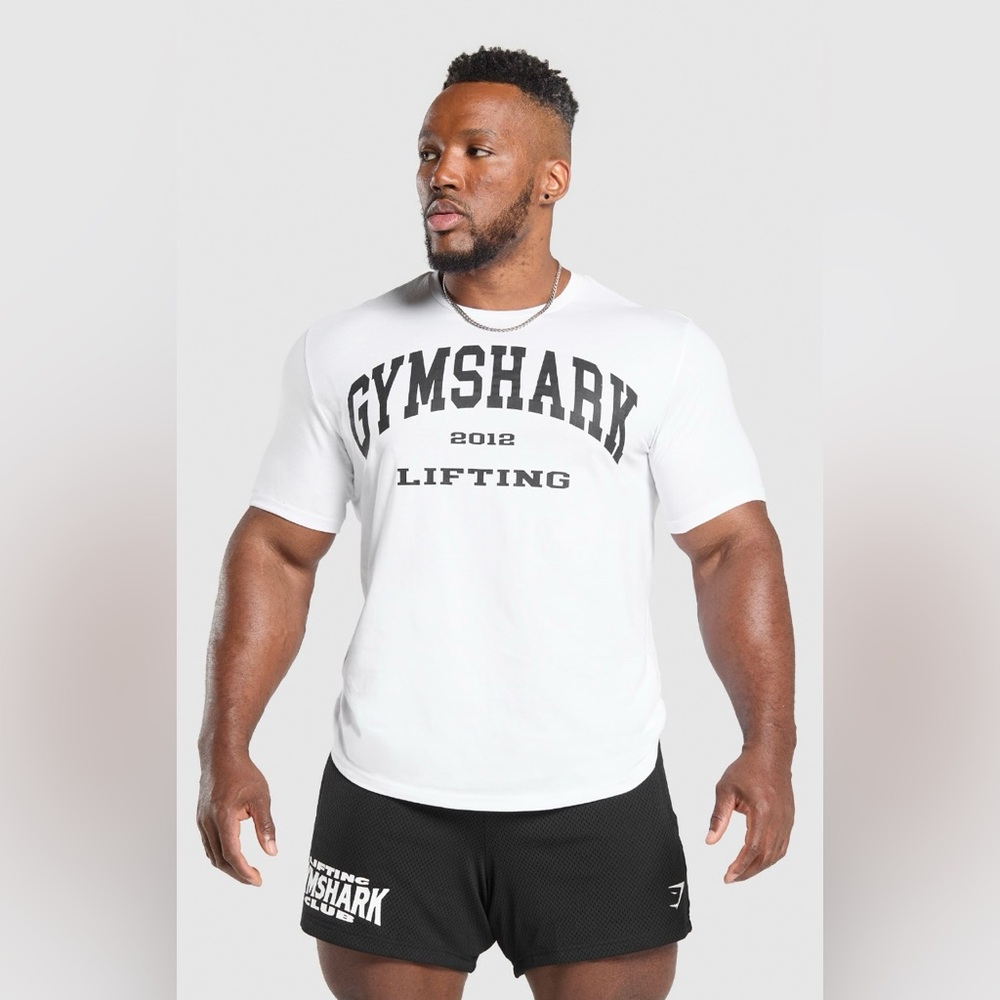 GYMSHARK Men's 2012 Lifting T-Shirt White- NWT